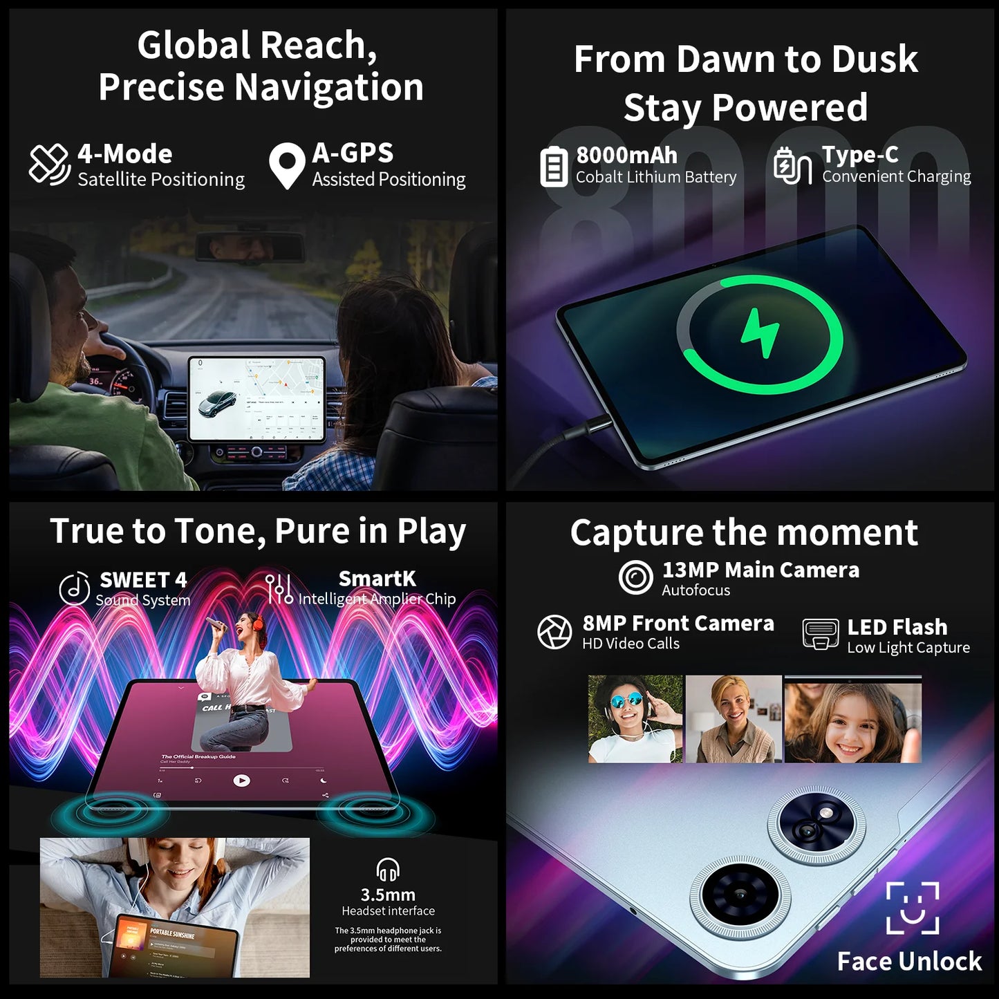 【New】Teclast T60 Plus 12 Inch Tddi 90Hz 2K Screen 2000X1200 Android 14 Widevine L1 Mtk Helio G88 (6Gb Ram+10Gb Expansion)16Gb/128Gb 8000Mah Battery 4g Lte Dual Sim Tf up to 1Tb.