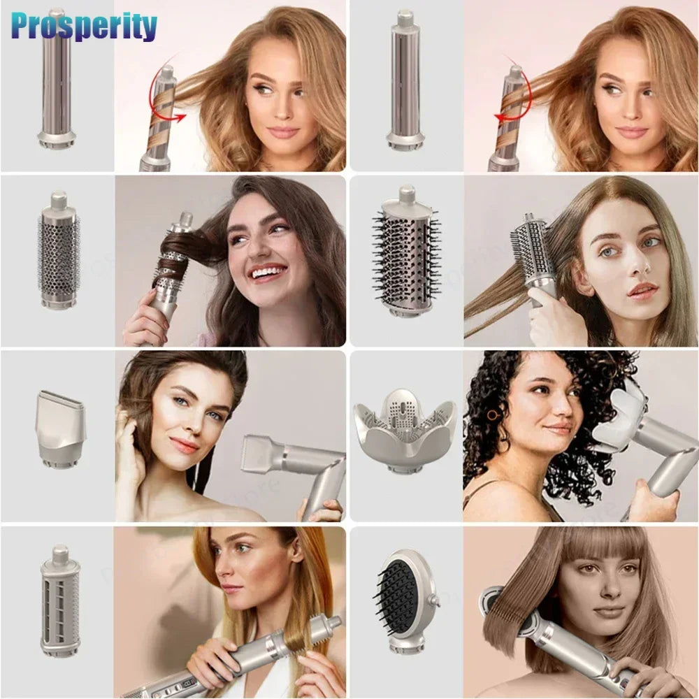 8 in 1 Professional Folding Hair Dryer Airwrap High Speed 110000rpm Blow Dryer Automatic Curling Iron Salon Hair Styling Tools.
