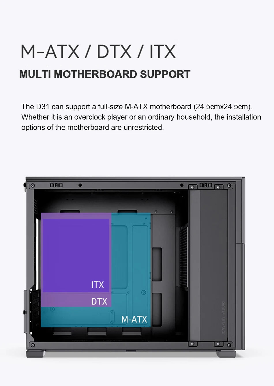 JONSBO Pinecone D31 M-ATX Computer Case Mesh Side Transparent ATX With Display Screen Games Chassis Support 360 Water Cooling
