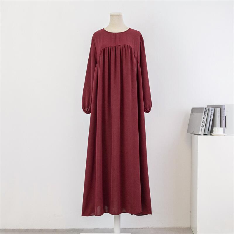 Women Loose Maxi Dresses Muslim Dress Spring Autumn Female Full Sleeve Casual Solid Pockets Robe Long Dresses Mujer Vestidoes.