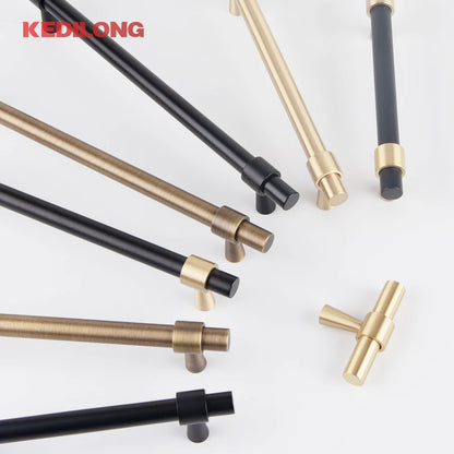 KEDLO Solid Brass Brushed Antique Brass Bronze 500mm Pull Drawer Knobs T Bar Kitchen Cabinet Handle