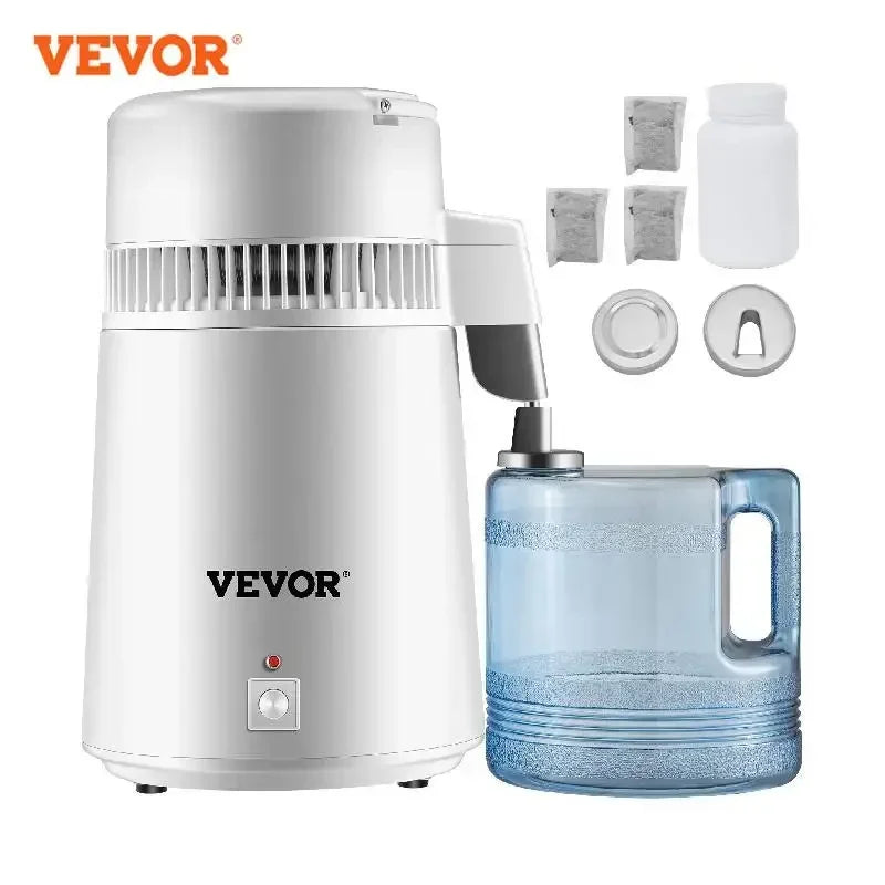 VEVOR 4L Water Distiller Purifier Filter Dispenser Heating Drinking Bottle Softener 304 Stainless Steel Home Appliance for Offic.