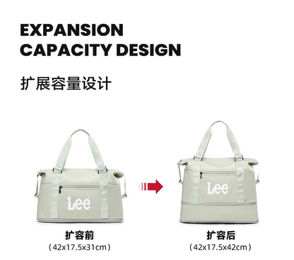 LEE Expandable Large Capacity Luggage Travel Handbag Women Sports Fitness Gym Yoga Bag Waterproof Dry Wet Pocket Duffel Bag.