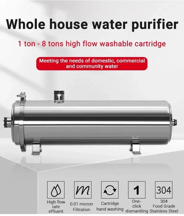 DIVEDEER Water Purifier Filtration Purification Soften Ultration Water Filter 0.01um SUS304 Whole House Water Purifier PVDF.