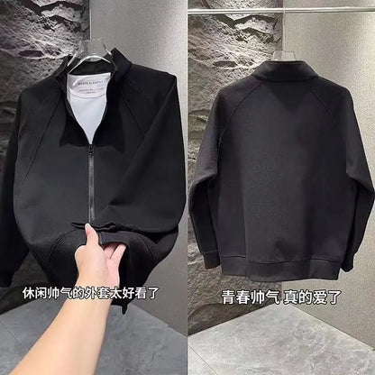 Hoodie men's spring and autumn style new cardigan with shoulder insertion All match jacket men's Korean version handsome top men.