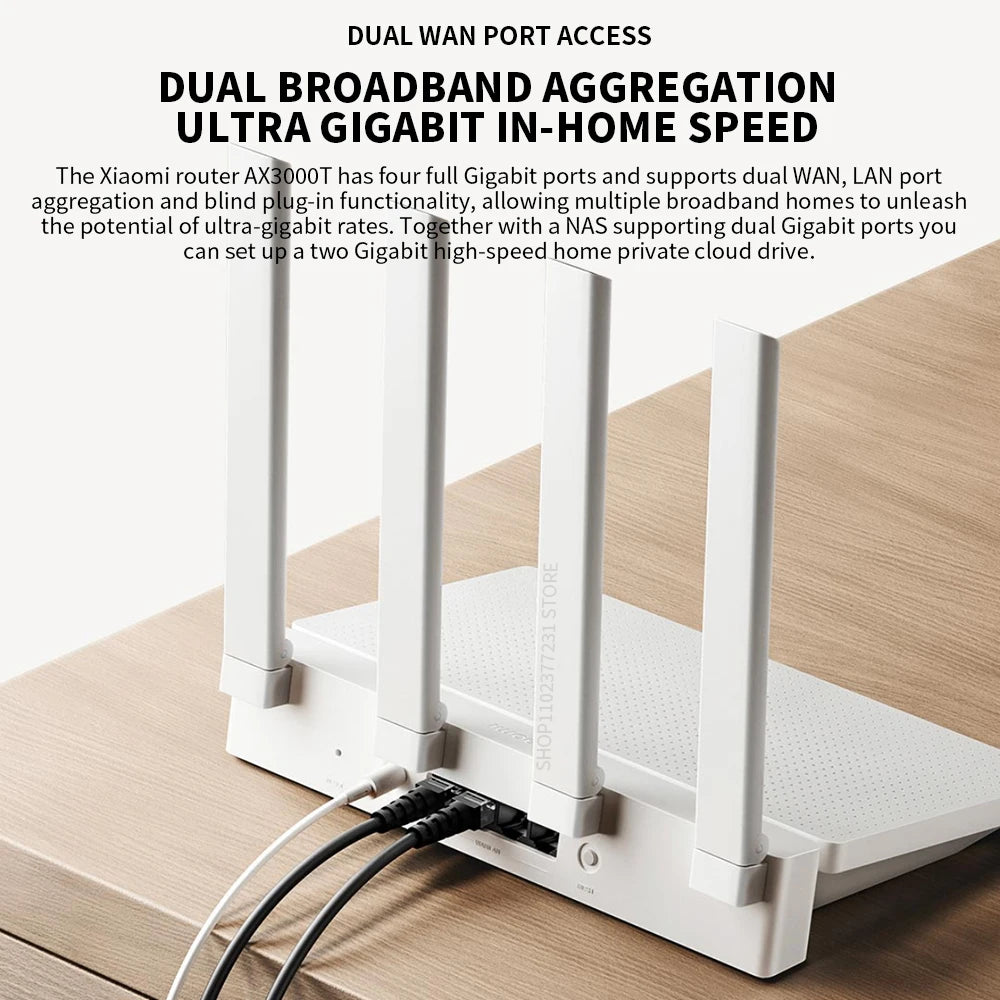 2024 NEW Original Xiaomi AX3000T Router 5GHz 160MHz Broadband 1.3GHz Processor High Speed NFC Connection For Home Office Games.