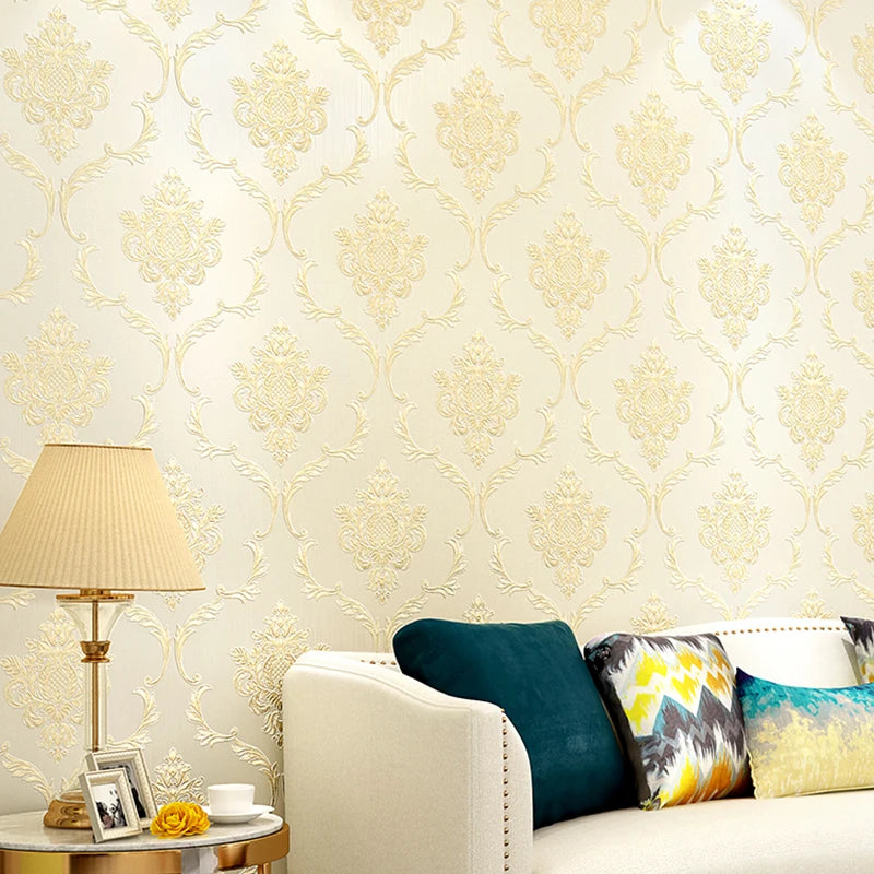 Tapete im europäischen Stil für Schlafzimmer wände 3d Damaskus Vlies Esszimmer Wohnzimmer Sofa TV Hintergrund Tapeten Wohnkultur