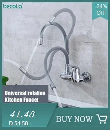 Stainless Steel Wall Mounted Kitchen Faucet Wall Kitchen Mixers Kitchen Sink Tap 360 Degree Swivel Flexible Hose Double Holes