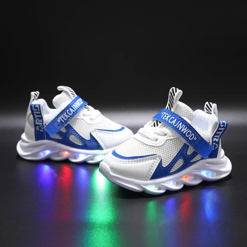 New LED Children Glowing Shoes Baby Luminous Sneakers Boys Lighting Running Shoes  Kids Breathable Mesh Sneakers.