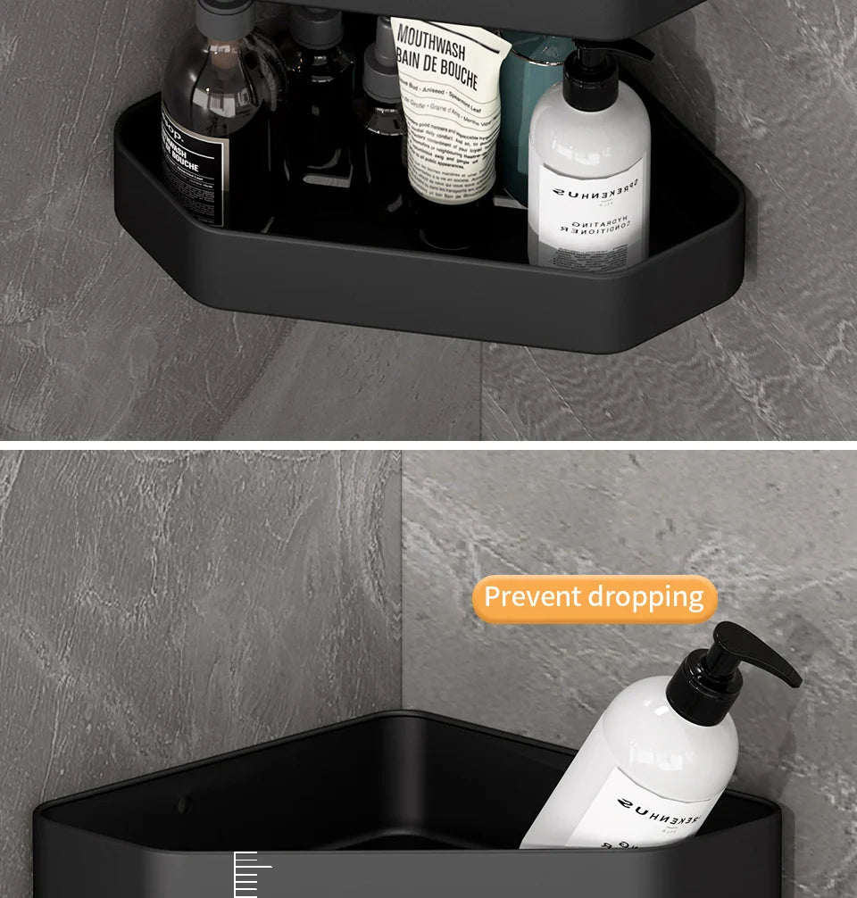 Bad Regal Küche Lagerung Organizer Aluminium Legierung Shampoo Rack Dusche Regal Bad Zubehör Kein Bohrer Regal