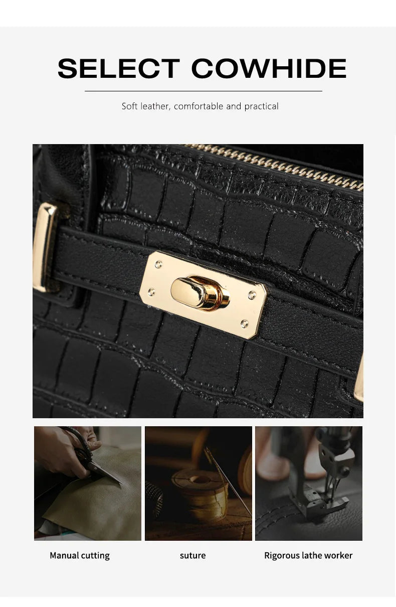 First-layer cowhide bag, red mother's bag, women's bag fashionable handbag, wedding  genuine leather shoulder bag.