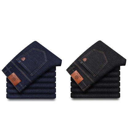 2024 Fashion Men Stretch Loose Straight Jeans Casual Elastic Slim Fit Denim Pants Male Brand Business Trousers Large size 38 40.