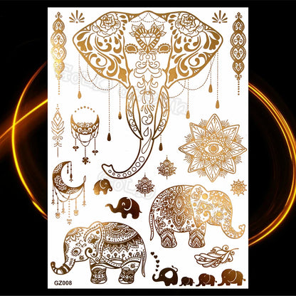 1PC Summer Style Men Women Body Art Gold Metallic Tattoo Sticker HYS-101 Chain Bracelet Fake Jewelry Waterproof Temporary Tattoo