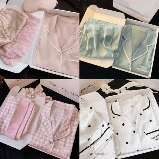 Sommer Damen Eis Seide Premium Gefühl Pyjamas Homewear Set Mädchen Kurzarm Sexy Spitze Spitze Einfache Pyjamas Homewear Set