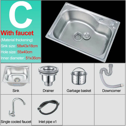 Verdickter Einzelschlitz aus Edelstahl 304 mit Halterung zum Aufhängen an der Wand, Waschbecken, Balkonbecken, Küchenwaschbecken, Waschbecken