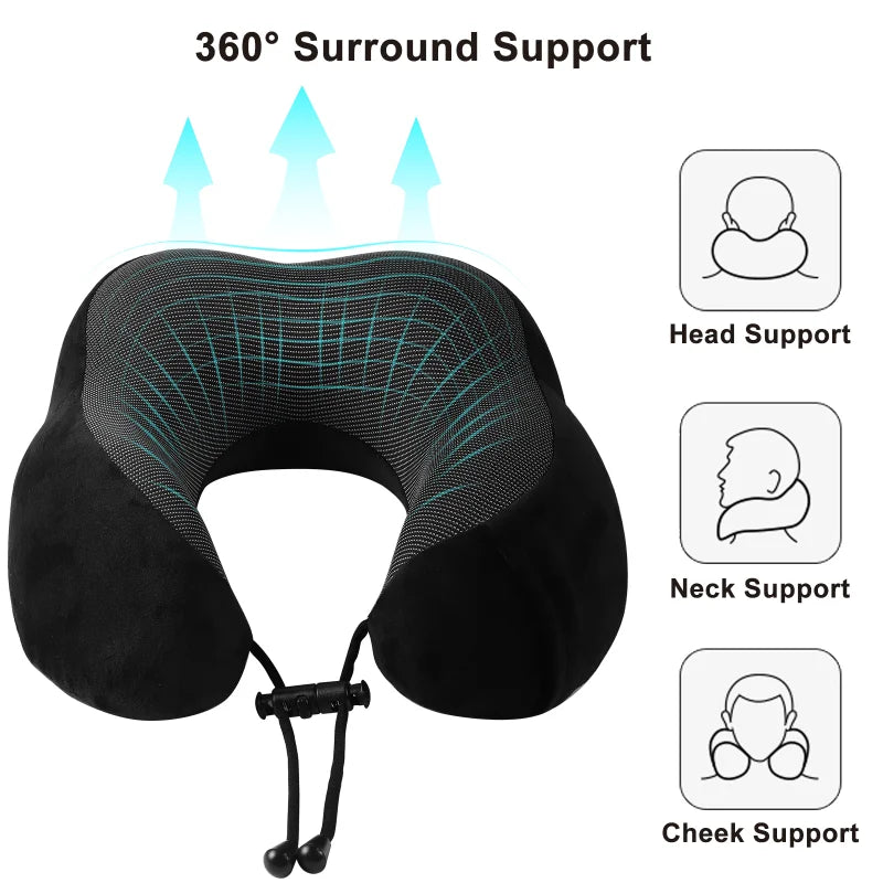Memory Foam U-shaped Neck Pillow Neck Cushion Soft Neckrest Pad  Portable Travel Pillow Cervical Healthcare Massage Neck Pillow.