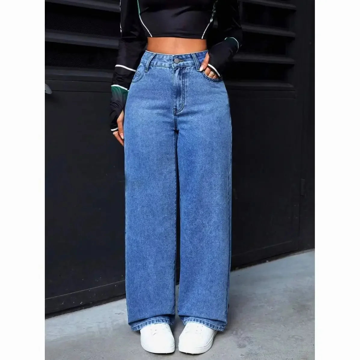 Plus Size Black Micro Flared Denim Jeans Women's Loose Elastic High Waist Slimming Horse Hoof Pants Autumn Winter New Style.