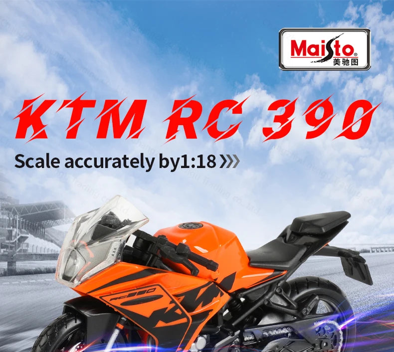 Maisto 1:18 New KTM RC 390 Static Die Cast Vehicles Collectible Hobbies Motorcycle Model Toys.