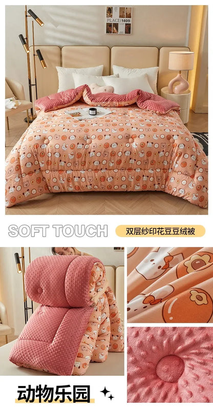 New A-class Retro Double Yarn Bean Velvet Winter Blanket Core, Fast Heating Warm Blanket, Four Seasons Spring and Autumn Quilt