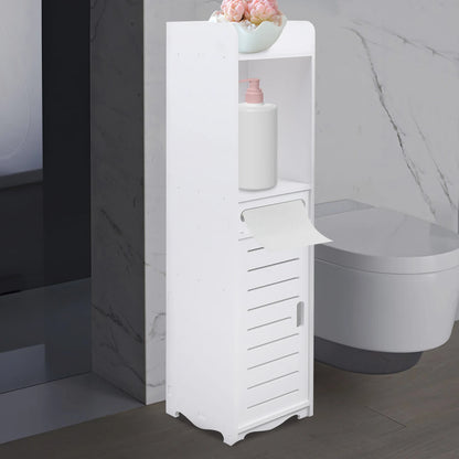 Moderner Badezimmers chrank Holz Kunststoff platte freistehende Toilette hohes schmales Regal weiß 20x20x80cm