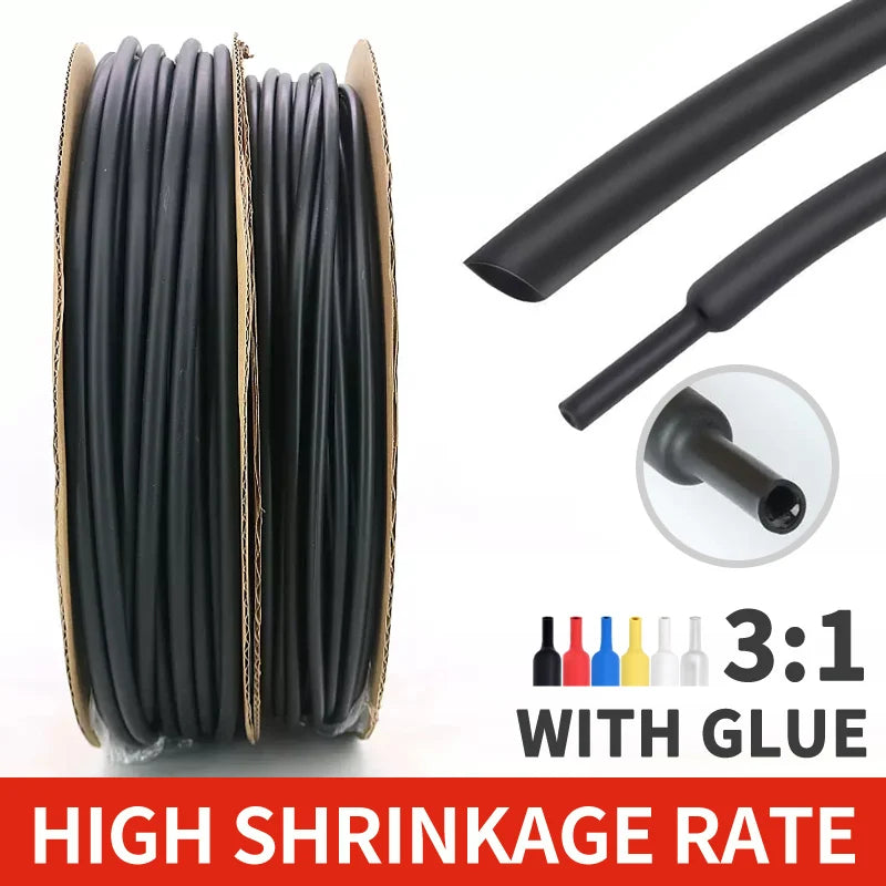 100 Meters/10M Diameter 2.4~25.4mm 3:1 Ratio Adhesive Lined Heat Shrink Tubing Waterproof Wire Wrap Insulated Lined Cable Sleeve.