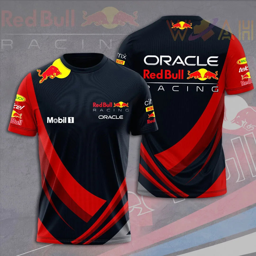 2025 New Red Bull Print Hot Selling Outdoor Running Sports T-shirt Men's Summer Racing Suit Red Bull Brand Cycling Training Suit.