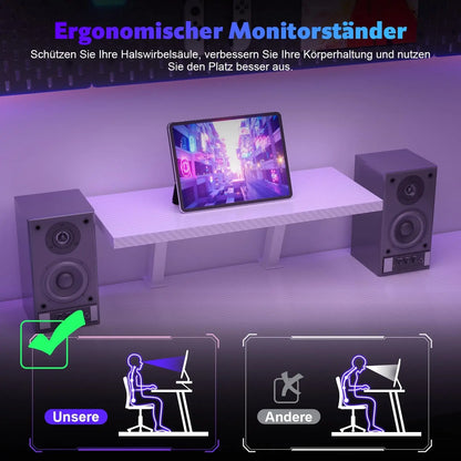 L-Form Gaming-Schreibtisch mit Monitorständer, großer PC-Computertisch für Gamer, Eckschreibtisch, Kohlefase