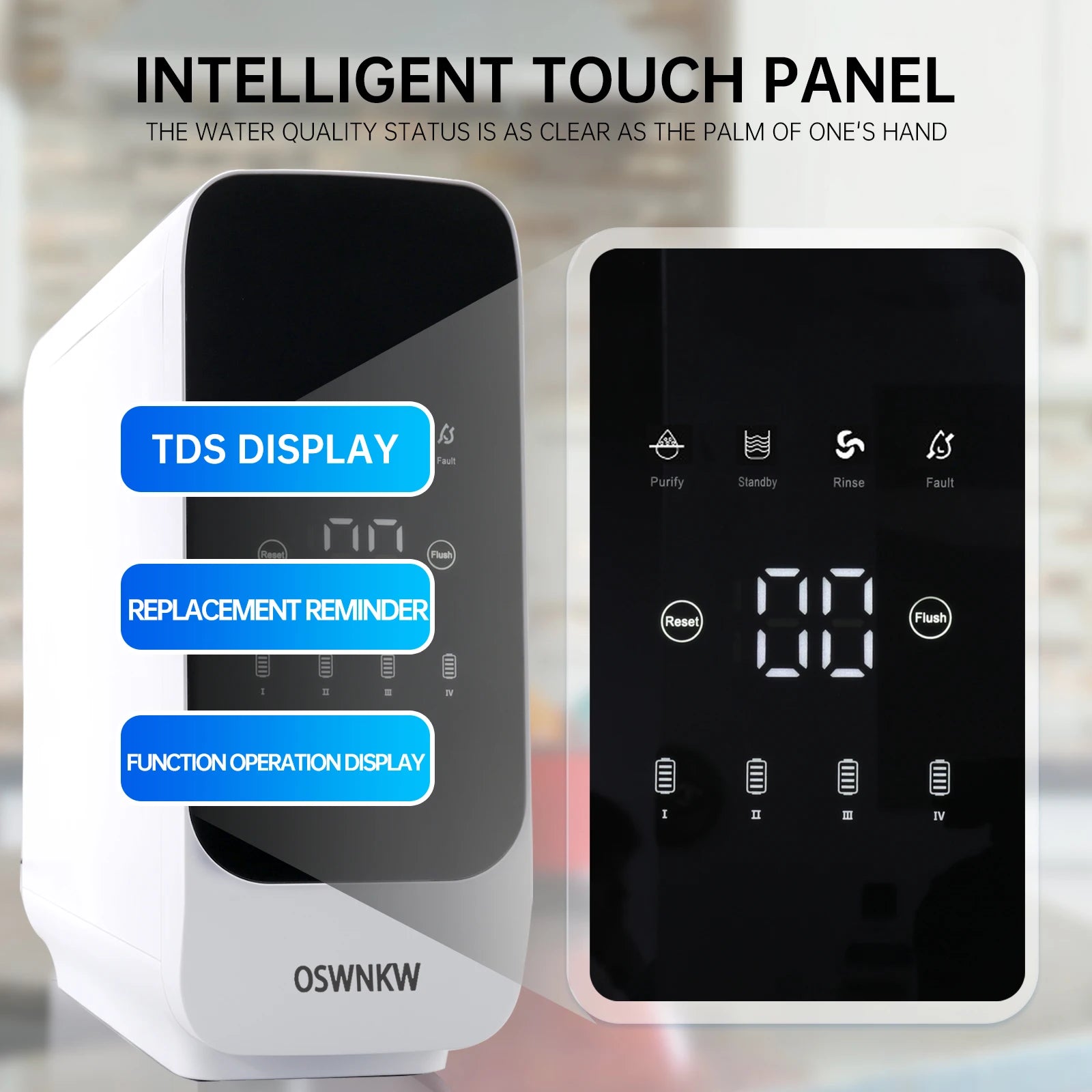 OSWNKW Reverse Osmosis Water Filtration System - 600GPD High Flow, Tankless, Reduced TDS, Compact, 1:2 Drain Ratio, Mineralized.