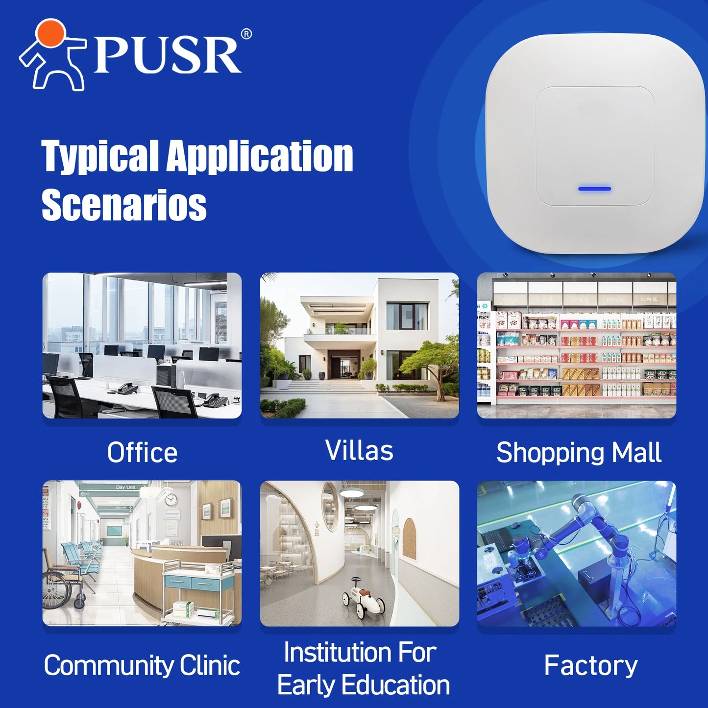 PUSR WiFi6 Ceiling AP Dual Band Wireless Access Point AX3000 Support 802.3at PoE Up to 256 End Users USR-AP310i.