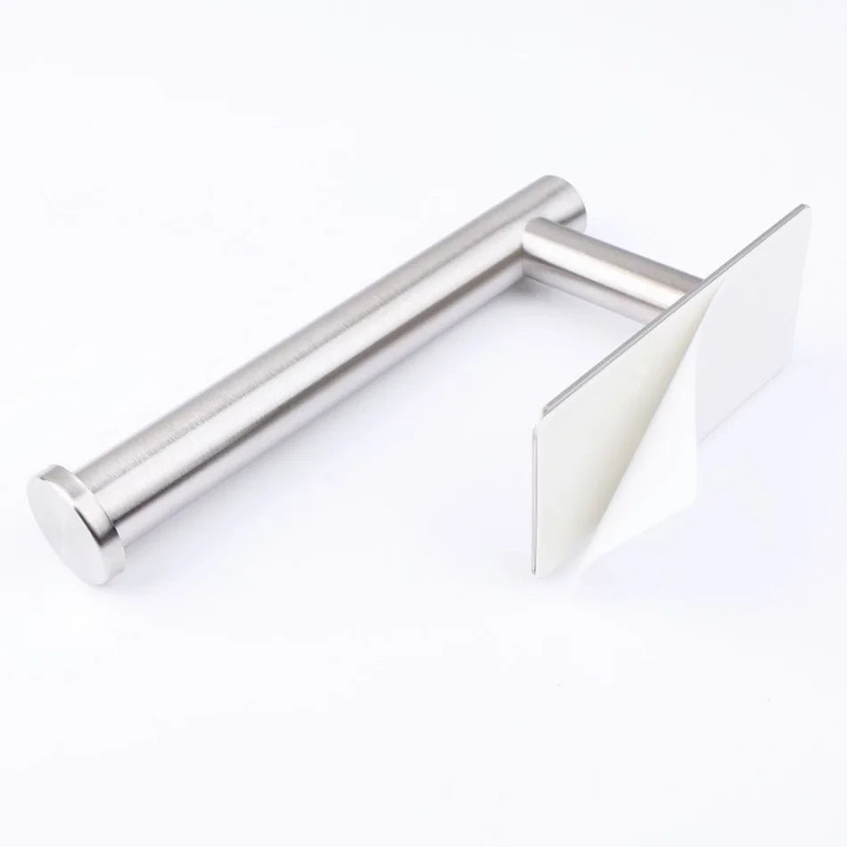 Papierhalter aus Edelstahl, weiß, selbstklebend, Wandhalterung, Ständer, Küche, Badezimmer, Toilettenpapier, Handtuch, Seidenrollenregal, gebürstetes Gold