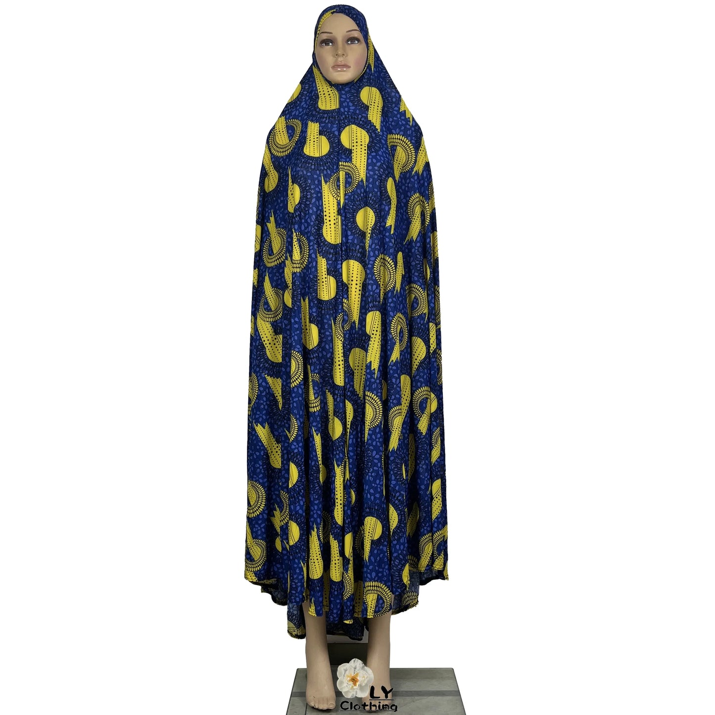 New Dubai Islamic Robe Ramadan Womens Hooded Abaya African Sleeveless Loose Soft Prayer Garment Muslim Floral Dress With Hijab