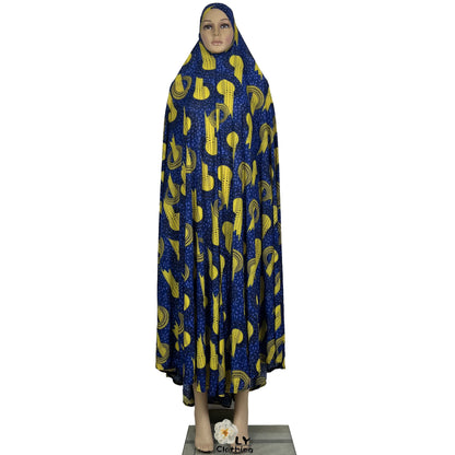 New Dubai Islamic Robe Ramadan Womens Hooded Abaya African Sleeveless Loose Soft Prayer Garment Muslim Floral Dress With Hijab