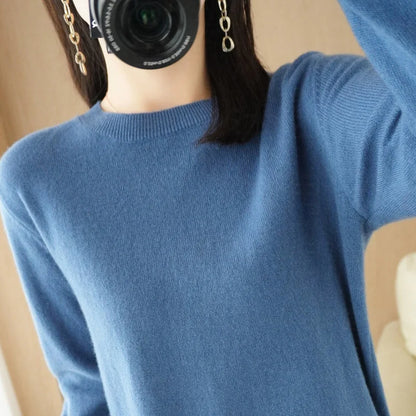 Herbst und Winter Kaschmirpullover Damen Rundhalspullover lässig gestrickt Top Damen kurze Unterwolle Mode 18 Farben