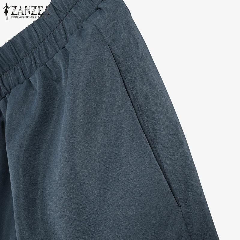 ZANZEA Fashion Women Two Pieces Sets Long Sleeve Lapel Shirt Wide Leg Pant Sets 2PCS Holiday Outfits Casual OL Work Tracksuits.