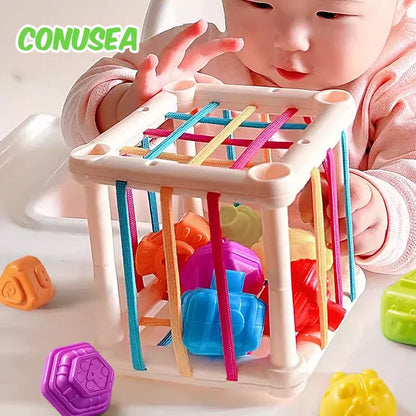 Montessori Baby Toys Stack Pull Blocks Games 0-12 Months Color Shade Sensory Development Learning Educational Toys Babies Infant.