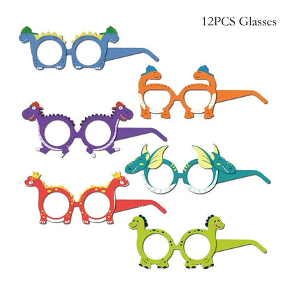 Dinosaurier Dekoration Party Supplies Glas Maske Kuchen Topper Banner PVC Stroh Papa Kreis Geschenktüten Dinosaurier Tier Gefälligkeiten Liefert.