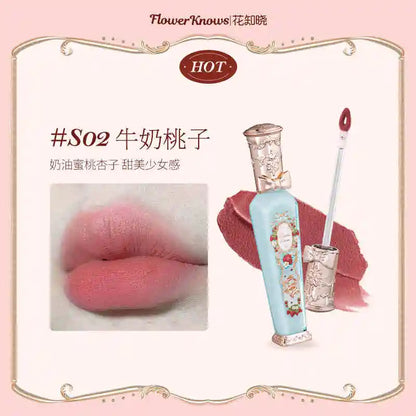 Flower Knows Strawberry Rococo Series Cloud Lip Cream Lip Gloss Long Lasting Velvet Lip Tint Lipstick for Women Cosmetic
