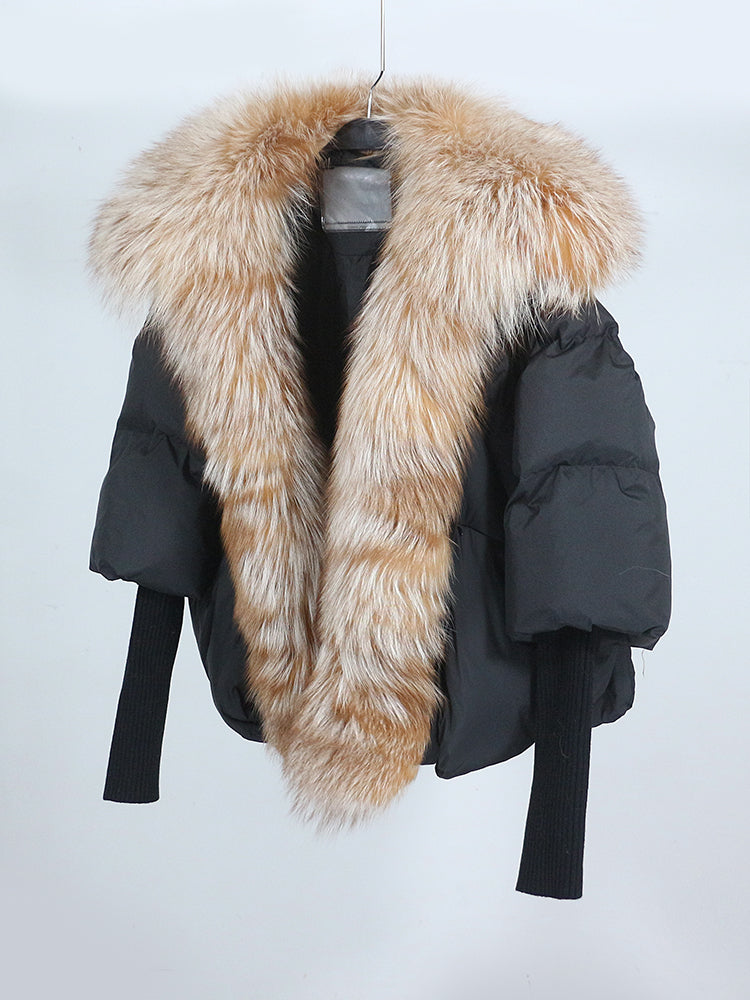 Lose Natürliche Echt Fox Pelz Kragen Mantel Dicke Neue Europäische Mode Weiße Ente Unten Jacke Winter Frauen Warme Luxus Oberbekleidung