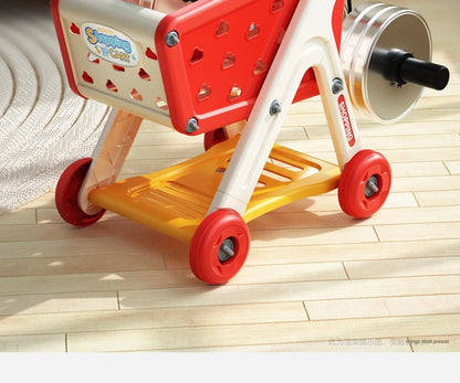 Shopping cart toy baby small trolley children play house fruit cut music kitchen supermarket men and girls Early Education toys