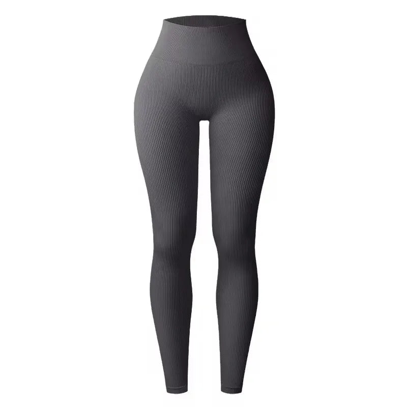 Women's seamless knitted thread yoga pants high waisted sports leggings hip lifting running training slimming and fashionable.
