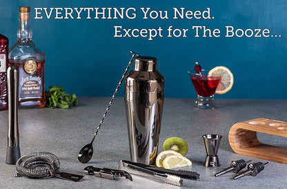 Cocktail Bar set Mixology Bartender Kit: 10-Piece Bar Tool Set with Stylish Bamboo Stand.