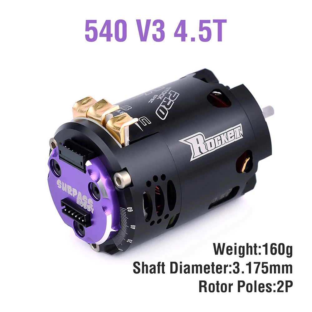 Surpass Hobby Rocket 540 V3 Brushless Motor 5.5T 6.5T 8.5T 10.5T 13.5T 21.5T For Modified Competition 1/10 1/12 F1 RC Drift Car.