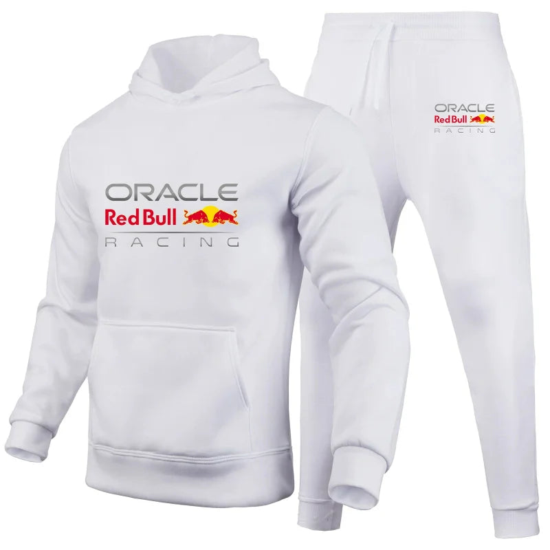 Men's Red Bull Logo Sports Suit Comfortable Simple Solid Color Sportswear Off-road Riding Red Bull Training Two-piece Suit.