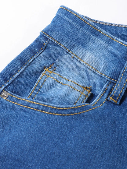 Street Slim Women's Blue Pencil Denim Pants Women Zipper Pockets Lady Jeans 2025 Autumn Lady Casual Street Trouser.