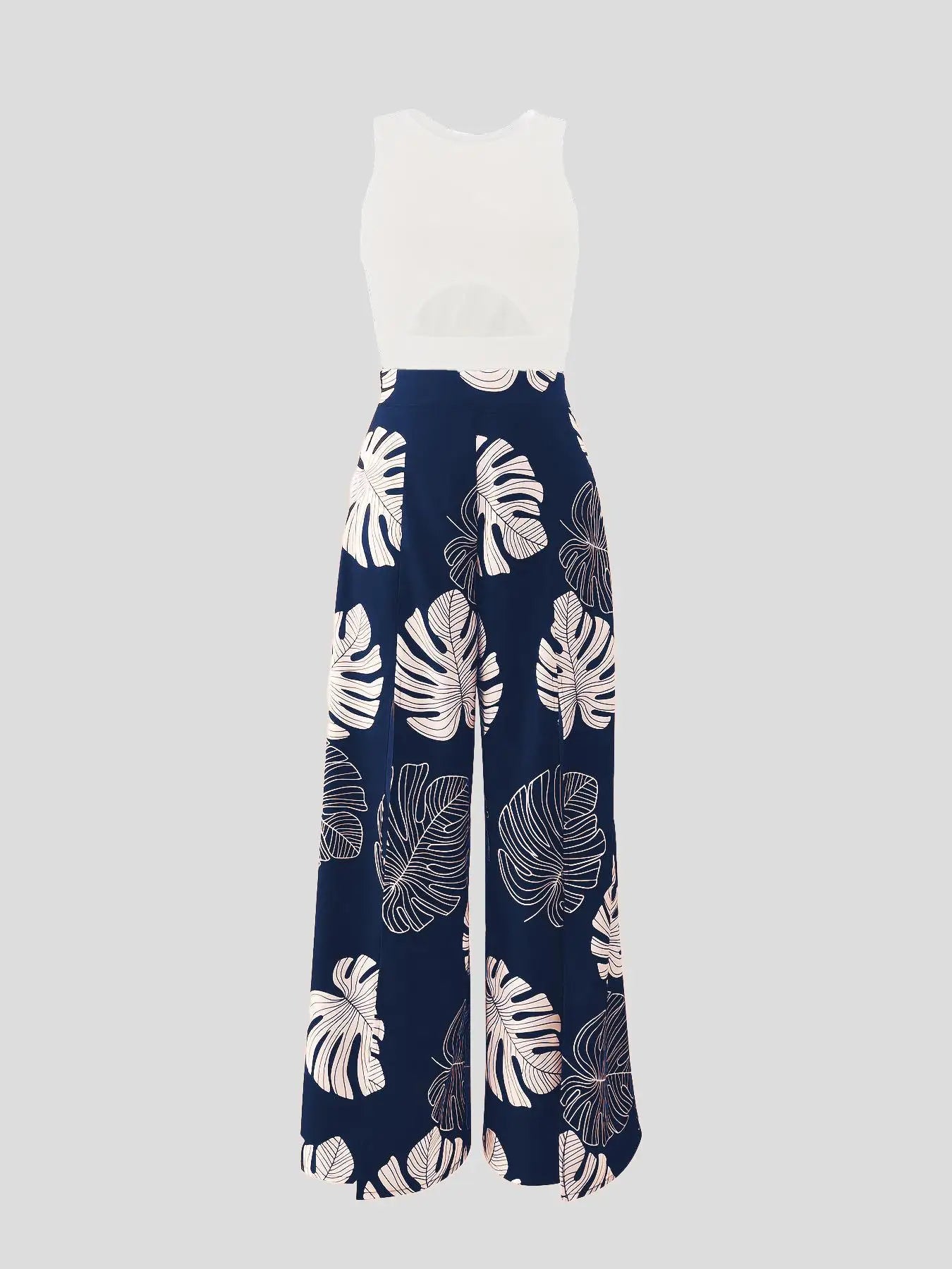 Summer Fashion Two Piece Outfits Woman New Women's Elegant Casual Hollow O Neck Short Vest Printed Trousers Set Women Clothes.