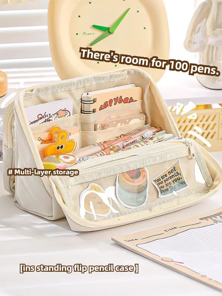 Neue 9-lagige doppelseitige abnehmbare Bleistifttasche mit großem Fassungsvermögen, wendbare Schreibwarentasche für Studenten, multifunktionale Aufbewahrungstasche.