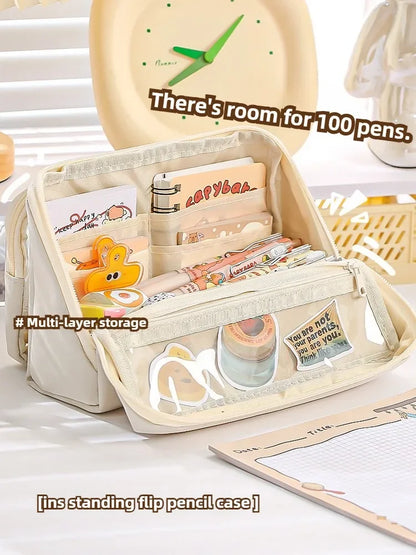 Neue 9-lagige doppelseitige abnehmbare Bleistifttasche mit großem Fassungsvermögen, wendbare Schreibwarentasche für Studenten, multifunktionale Aufbewahrungstasche.