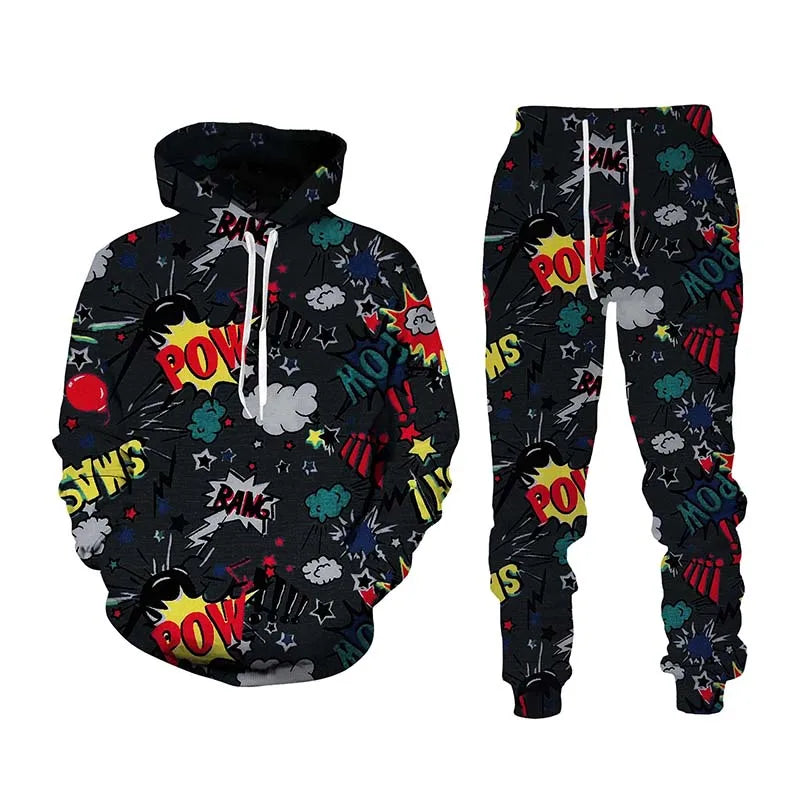 New Hip Hop 3d Cartoon Printed Tracksuit Set Man Woman Hoodie+pants 2pcs Sets Fashion Sportwear Spring Autumn Pullover Clothing.