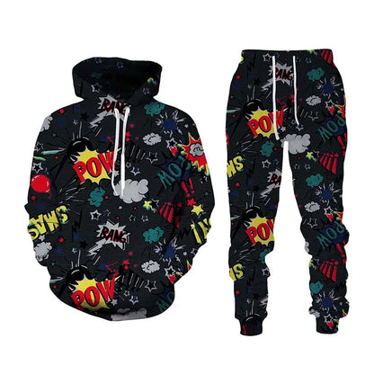 New Hip Hop 3d Cartoon Printed Tracksuit Set Man Woman Hoodie+pants 2pcs Sets Fashion Sportwear Spring Autumn Pullover Clothing.