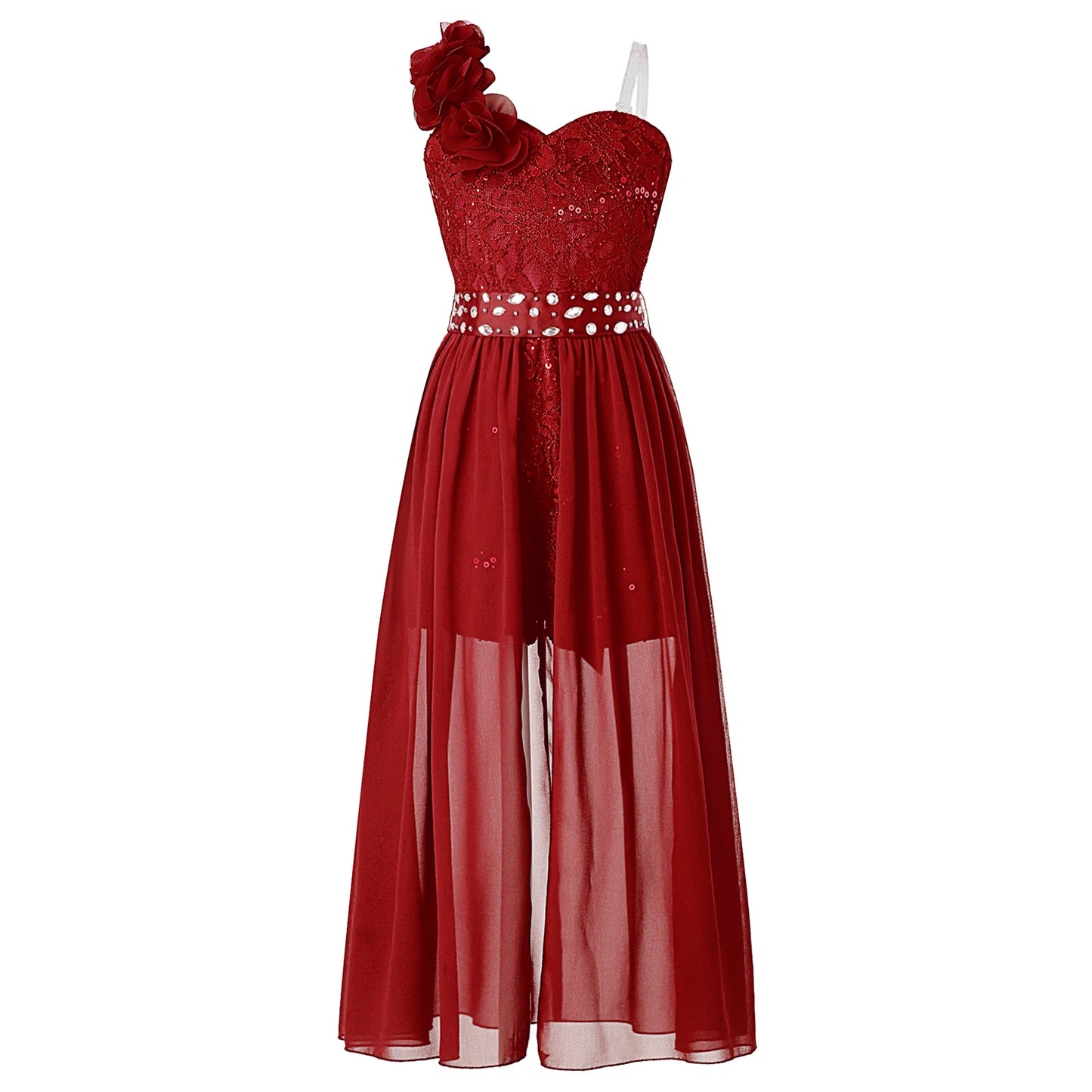 Elegantes Partykleid für Mädchen, Hochzeit, Geburtstag, Abschlussball, Bühne, Festzug, glänzende Pailletten, Perlenapplikation, Spitze, Chiffon, Overall-Kleider